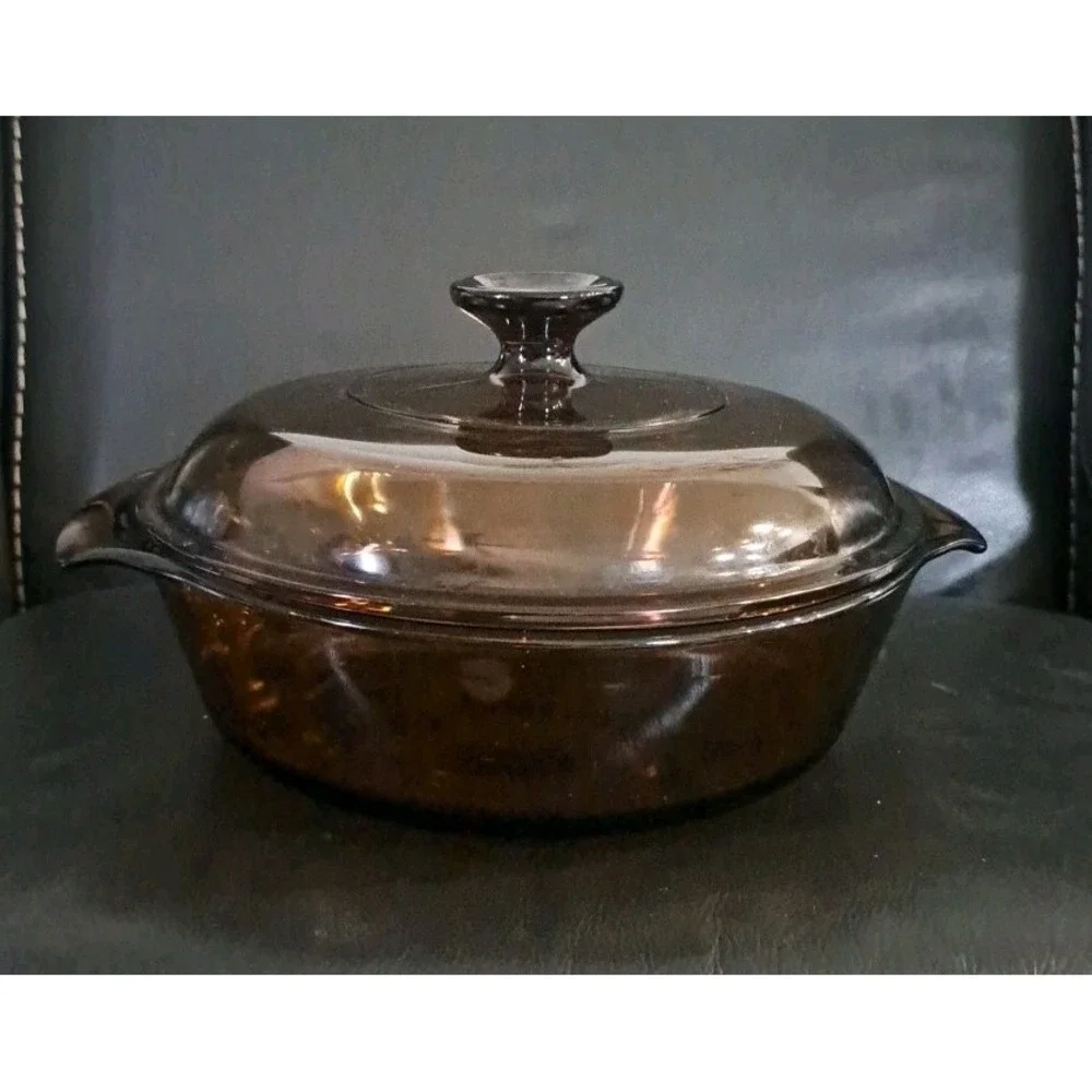 Vintage Anchor Hocking Amber Brown‎ Glass 1.5 Quart With Lid Casserole Dish